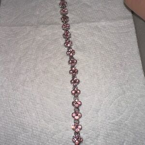 Elegant pink Moissanite Diamond sliver plated 925 brecelet